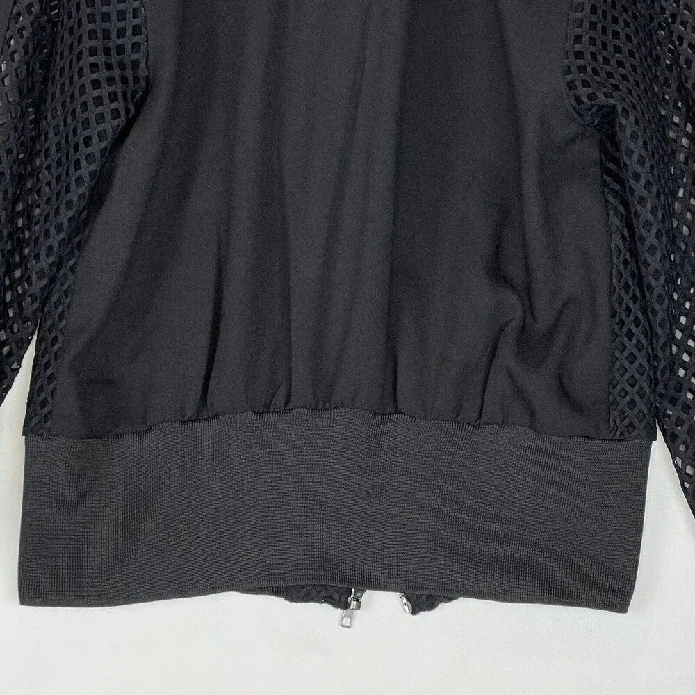 Women’s Small Black Mesh Lined Bomber Jacket Full Zip Long Sleeve